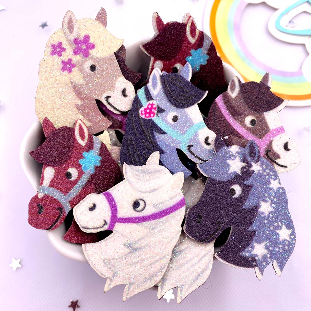 Embroidery Unicorn - 10pcs Glitter Felt Fabric Nonwovens Colorful