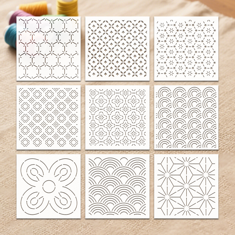 Embroidery Motif - YOMDID 9pcs Sashiko Embroidery Template DIY