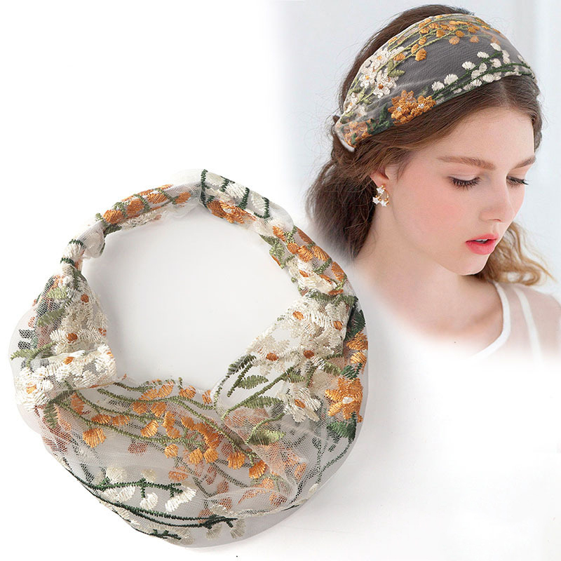 Embroidery Motif - Female Ethnic Hairbands Elastic Embroidery Lace