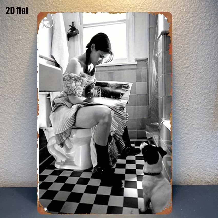 Embroidery Water - Funny Bathroom Metal Sign – Woman