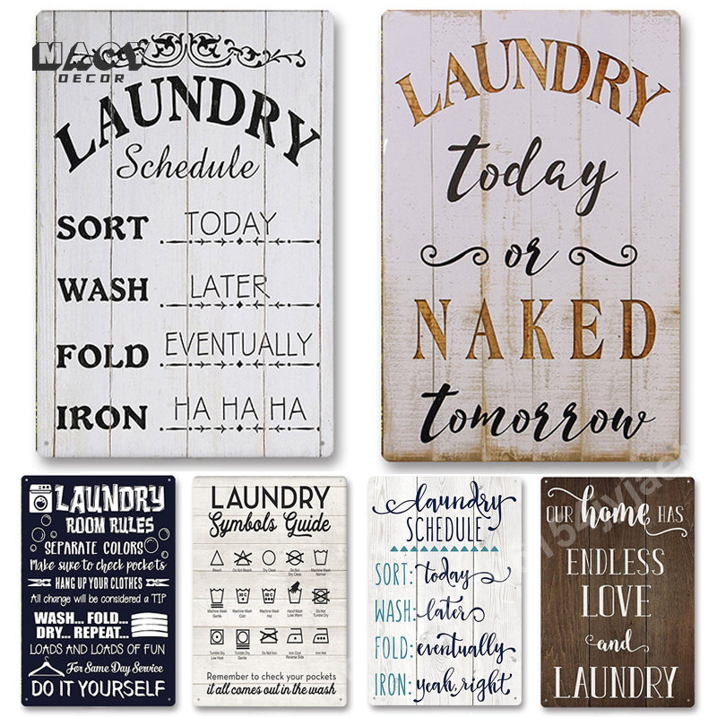 Slogan Metal Tin Sign Laundry  - Embroidery Water のレビューと価格