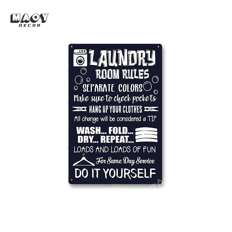 Slogan Metal Tin Sign Laundry  - Embroidery Water のレビューと価格