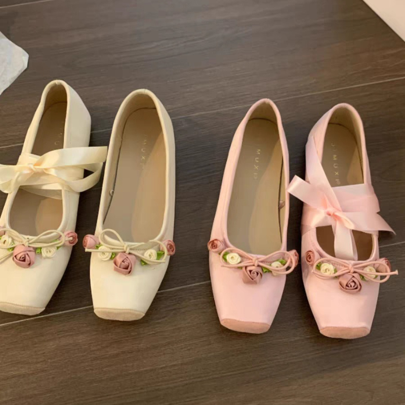 Women Flats Bow Marie Janes Sh - Embroidery Dress のレビューと価格