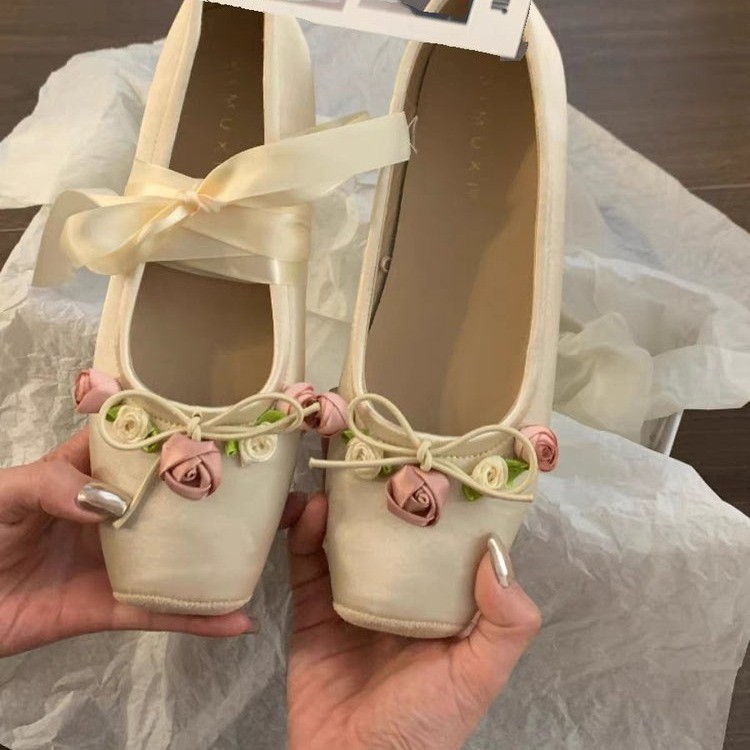 Women Flats Bow Marie Janes Sh - Embroidery Dress のレビューと価格