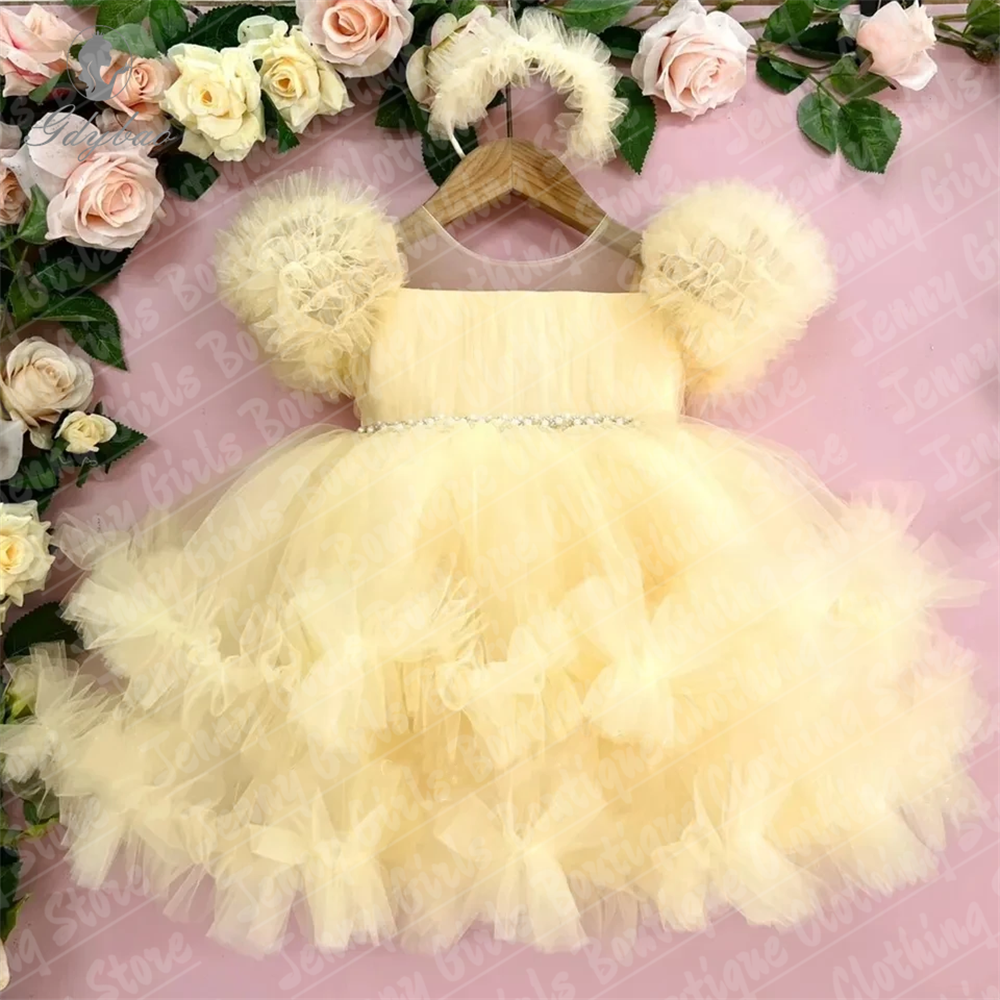 Beautiful Girl Glitter Pearls  - Embroidery Yellow Dress のレビューと価格