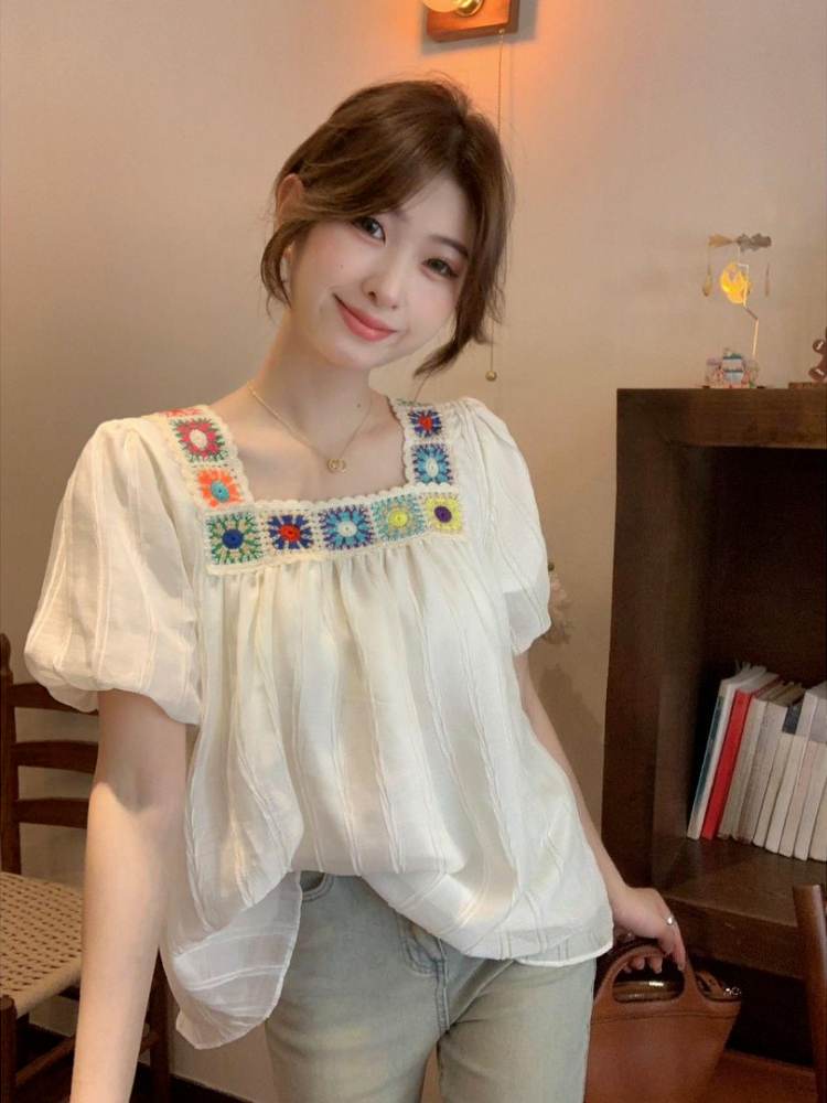 Women's French Inspired Square - Embroidery Unique Design のレビューと価格