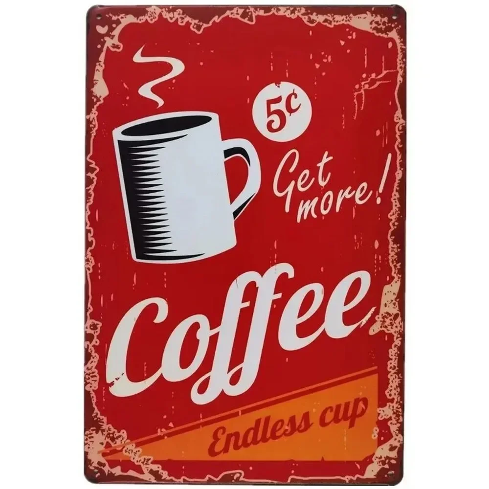 Plaque Metal Signs Drink Coffe - Embroidery Water のレビューと価格