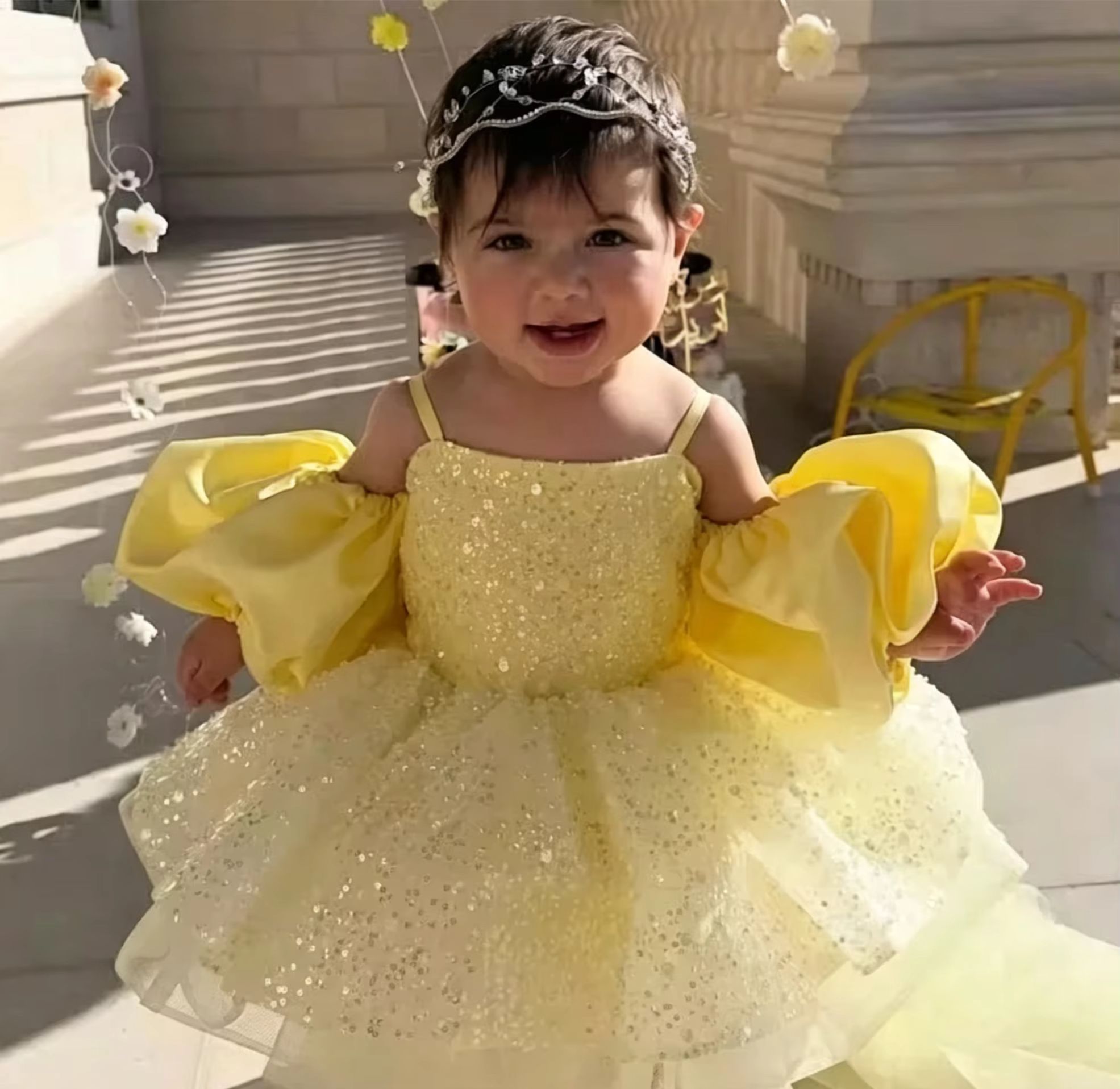 Cute Yellow Flower Girl Dresse - Embroidery Yellow Dress のレビューと価格