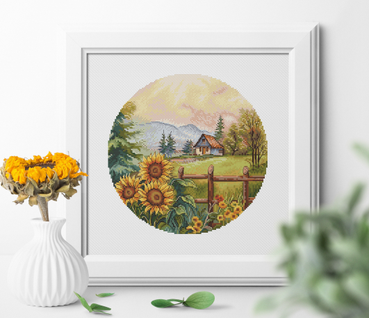 Sunflowers near the cabin 31-3 - Embroidery Job のレビューと価格