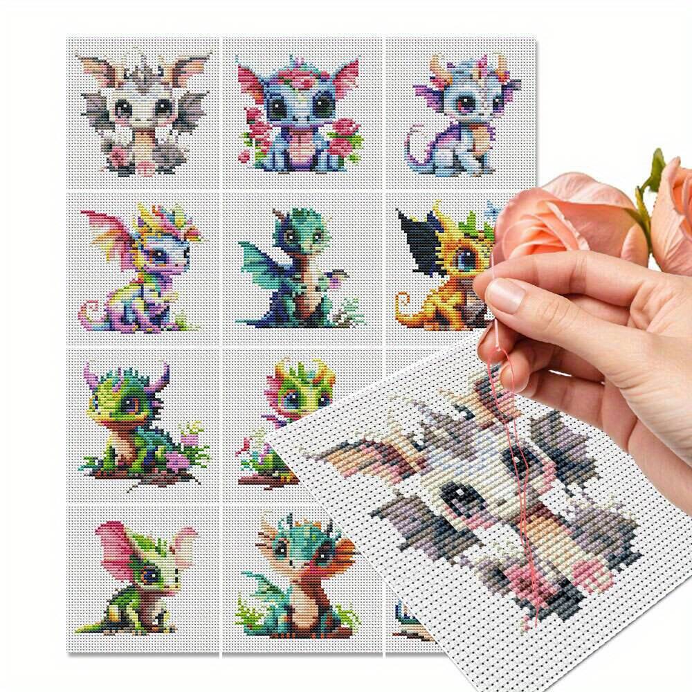 12Pcs Dragon Cross Stitch 11CT - Embroidery Job のレビューと価格