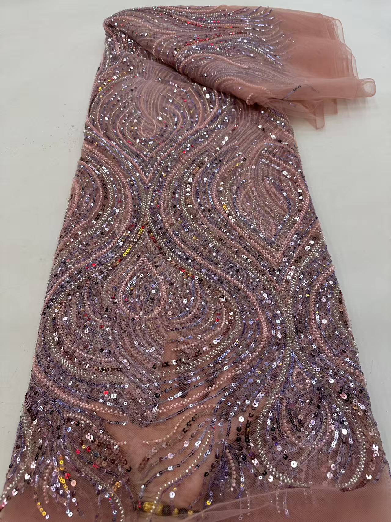 Luxury Red African Beaded Mesh - Embroidery Net Fabric のレビューと価格