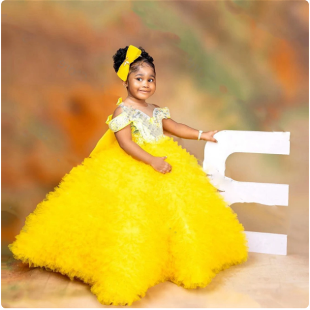 Lovely Yellow Flower Girls Dre - Embroidery Yellow Dress のレビューと価格