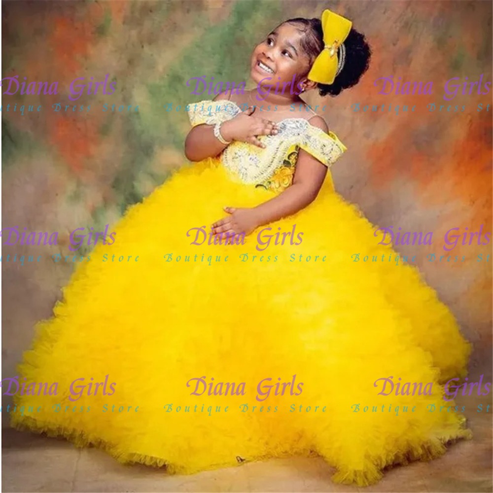 Lovely Yellow Flower Girls Dre - Embroidery Yellow Dress のレビューと価格