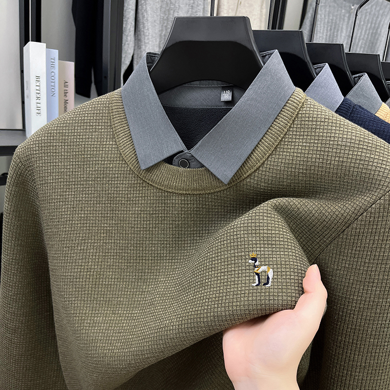 Luxury wool fake two-piece swe - Embroidery Texture のレビューと価格