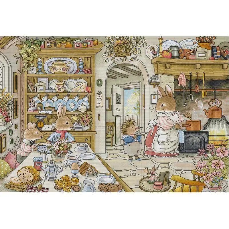 Rabbit's Kitchen Cartoon Anima - Embroidery Job のレビューと価格