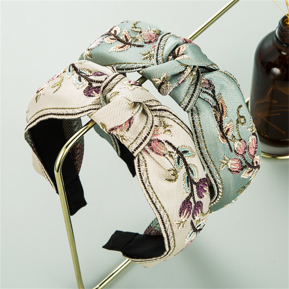 New Retro Knotted Headband For - Embroidery Motif のレビューと価格