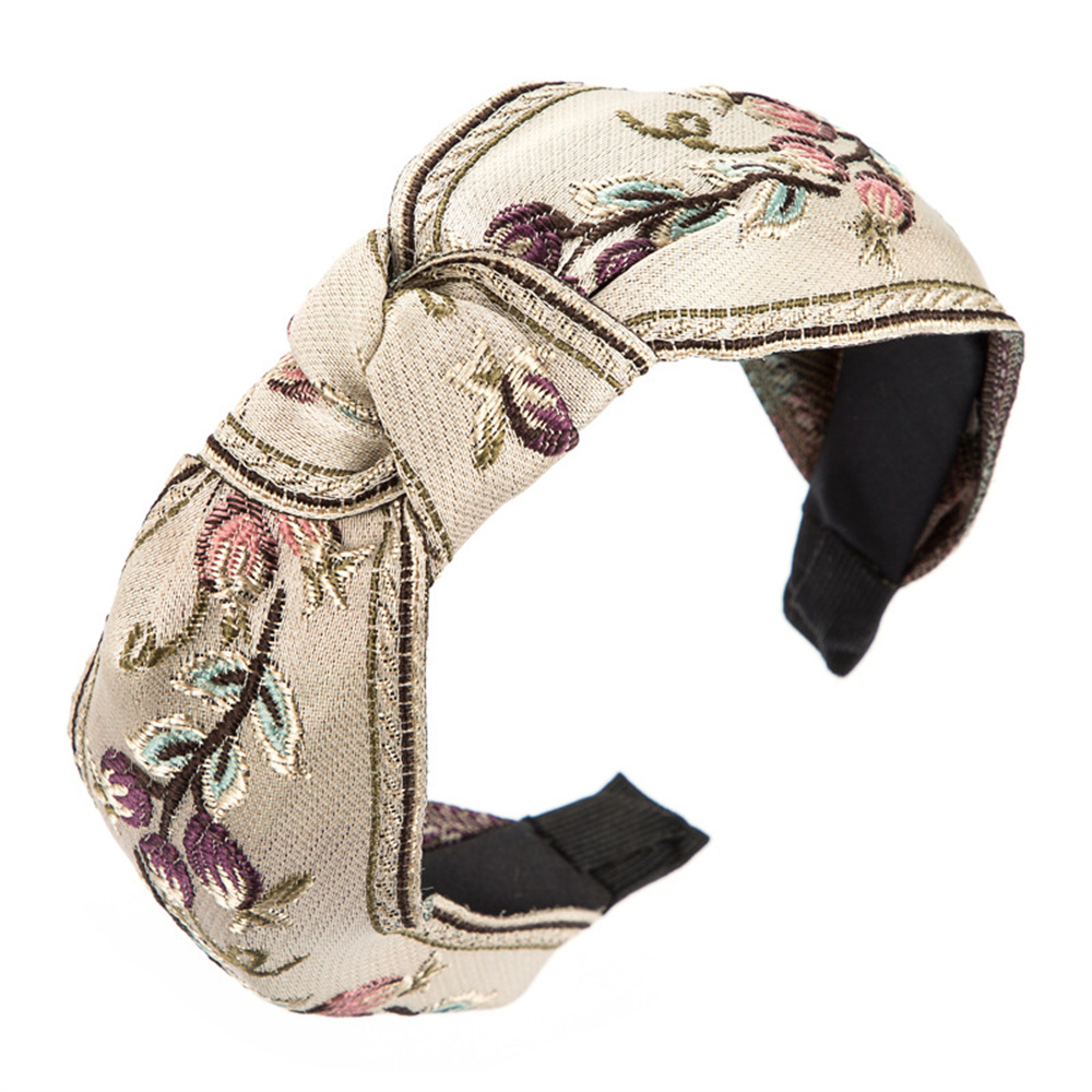 New Retro Knotted Headband For - Embroidery Motif のレビューと価格