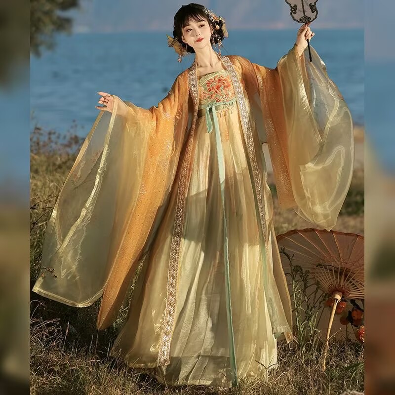 Women's Traditional Chinese Ha - Embroidery Yellow Dress のレビューと価格