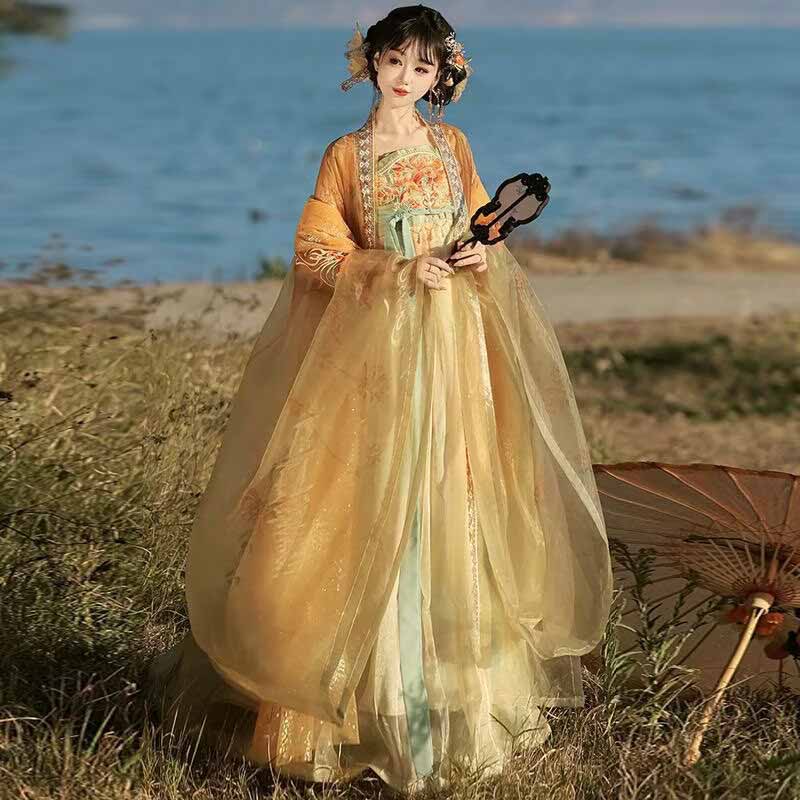 Women's Traditional Chinese Ha - Embroidery Yellow Dress のレビューと価格