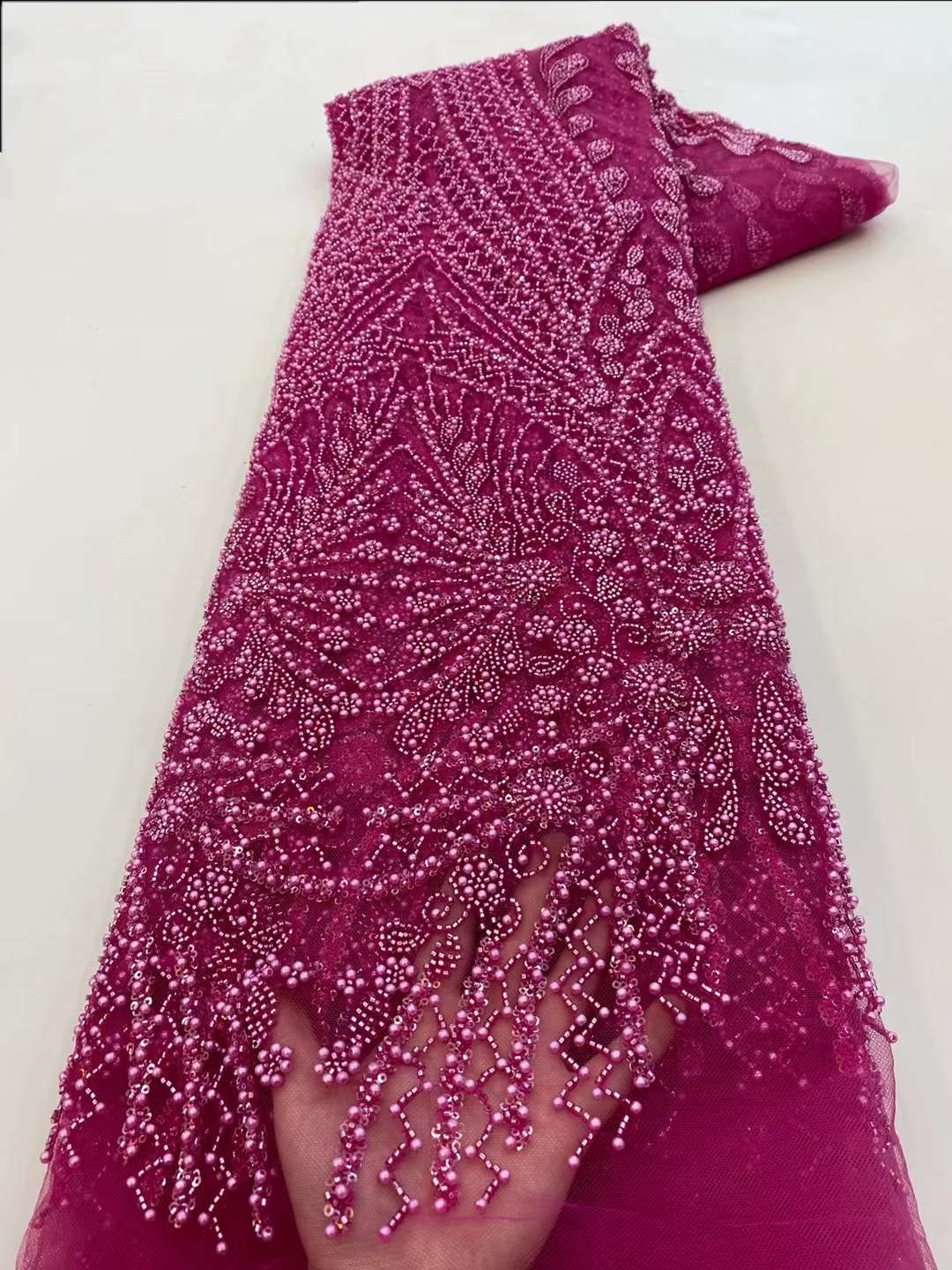 Brown Sequin Beaded Embroidery - Embroidery Net Fabric のレビューと価格