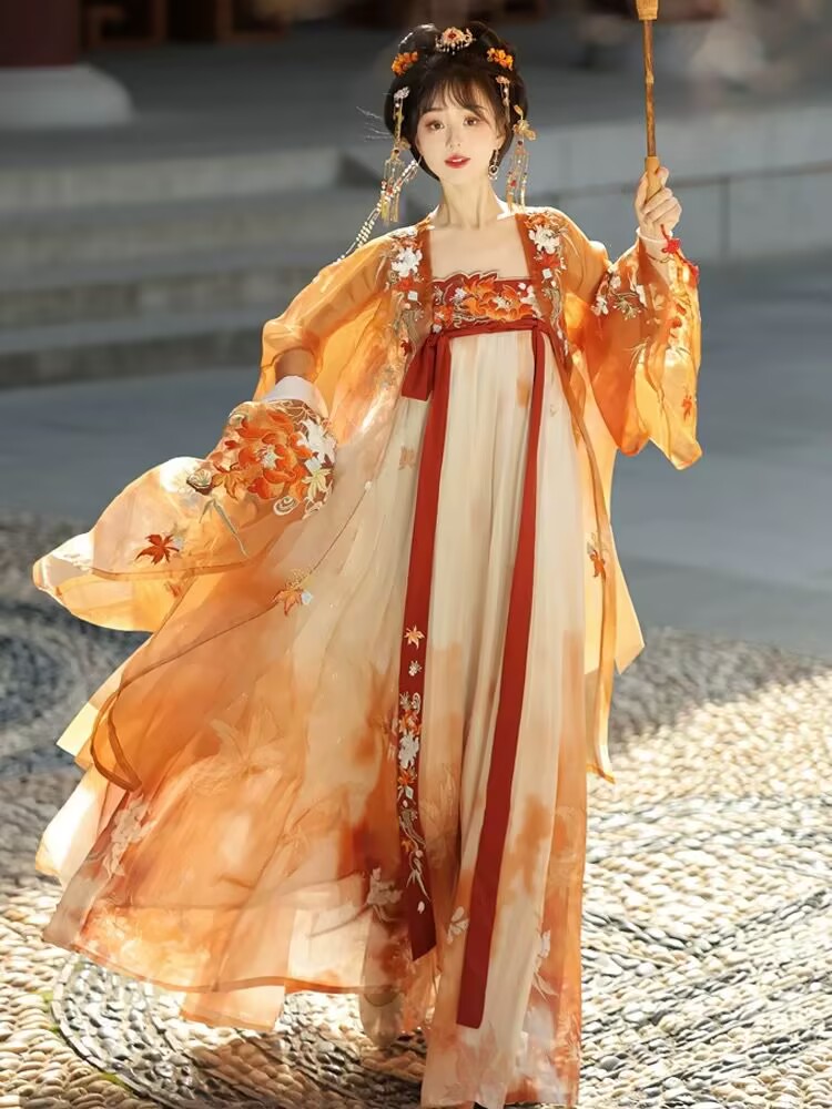 Chinese Hanfu Dress Women Hall - Embroidery Yellow Dress のレビューと価格