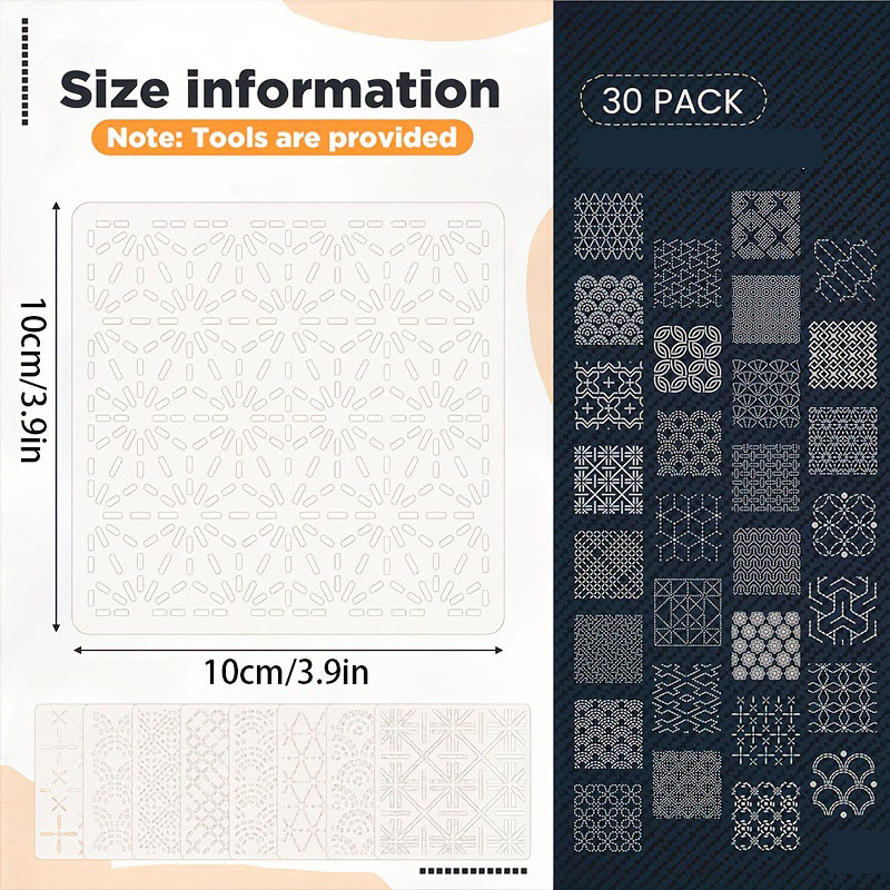 30Pcs Embroidery Templates DIY - Embroidery Motif のレビューと価格