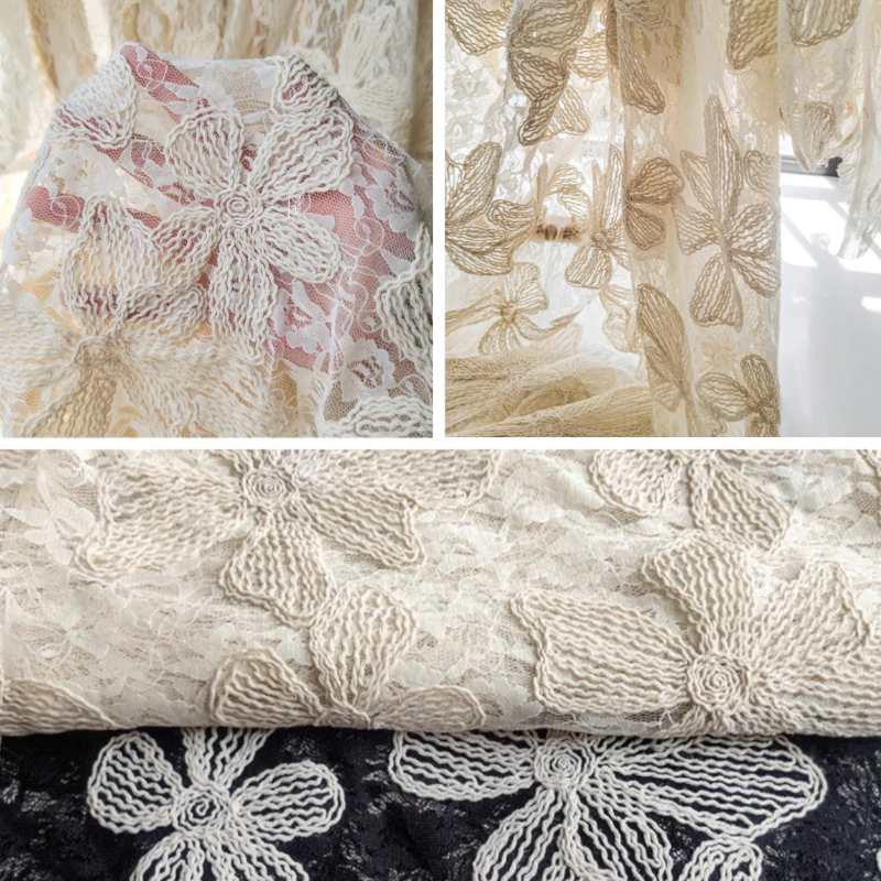 Cotton Thread Lace Jacquard Th - Embroidery Net Fabric のレビューと価格