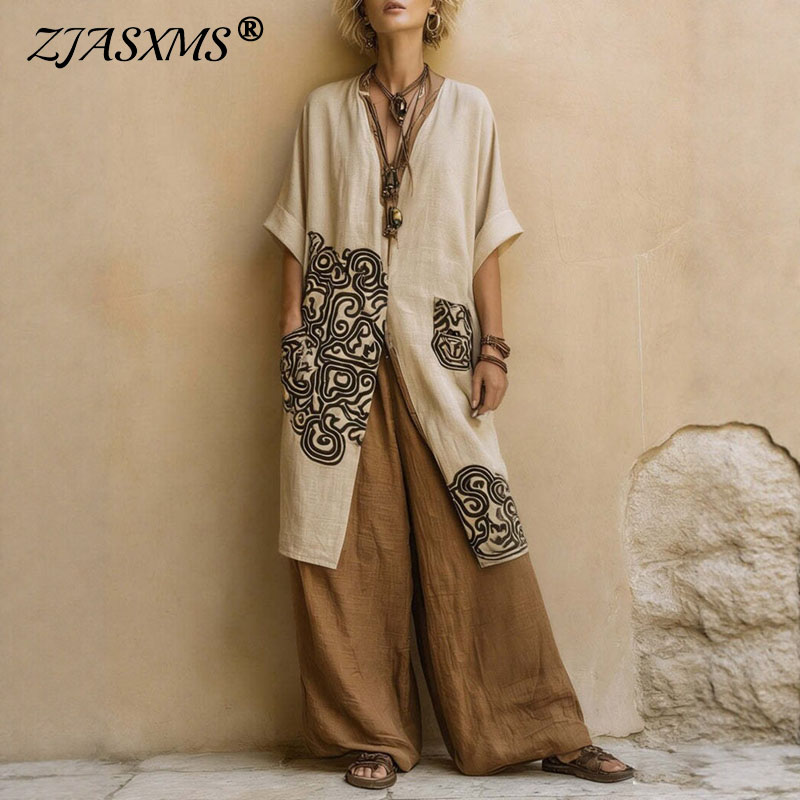 Boho Open Front Kimono Geometr - Embroidery Motif のレビューと価格