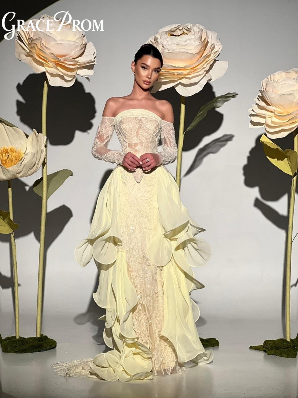 Exquisite Butter Yellow Prom D - Embroidery Yellow Dress のレビューと価格