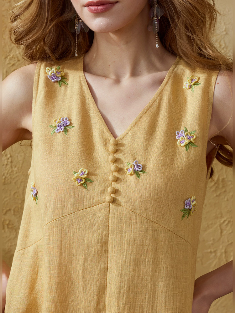 86-98cm Bust Summer Long Dress - Embroidery Yellow Dress のレビューと価格