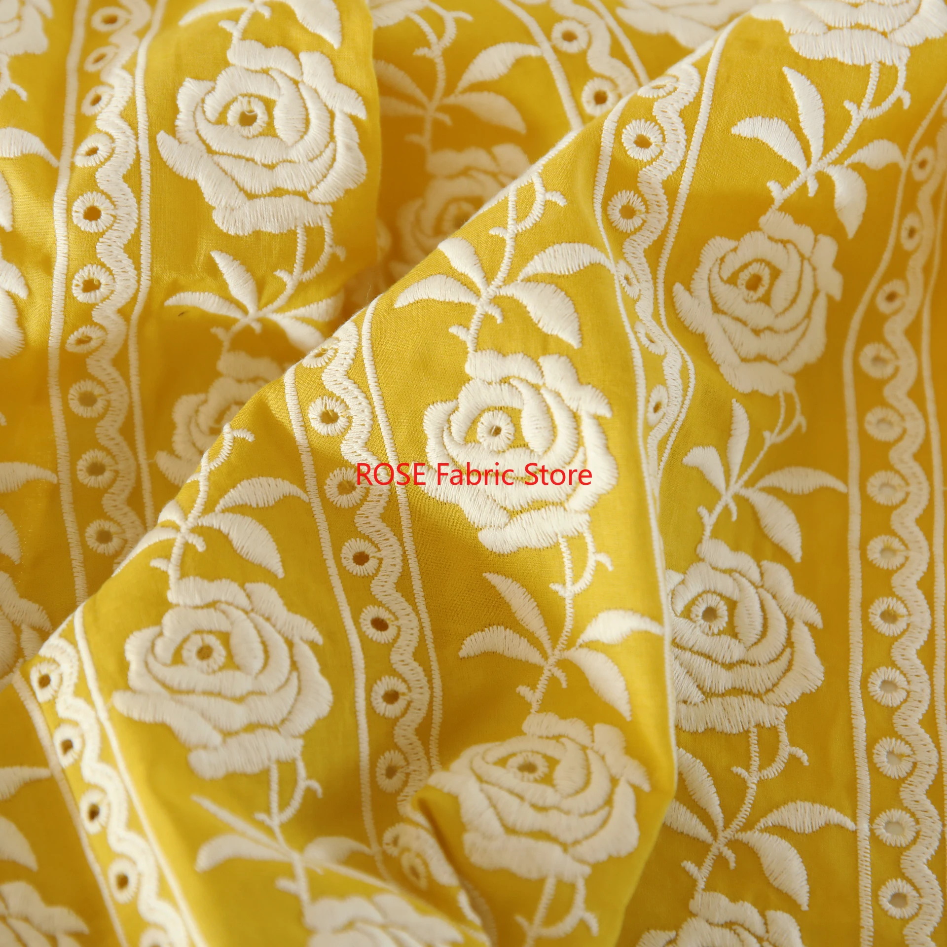 French Cotton Yellow Rose Heav - Embroidery Yellow Dress のレビューと価格