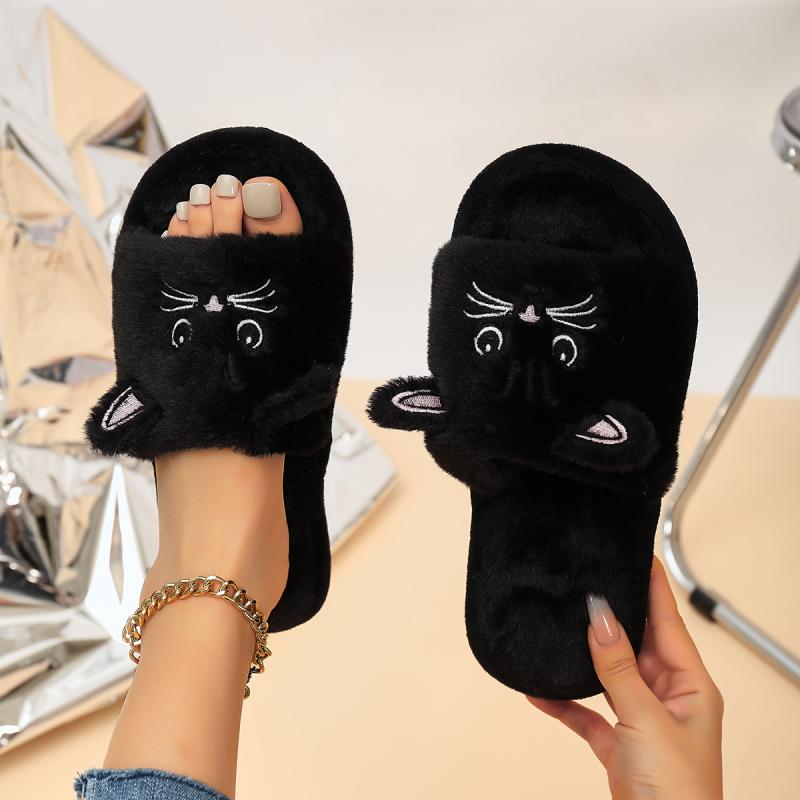Casual Fluffy Women's Slippers - Embroidery Cotton のレビューと価格