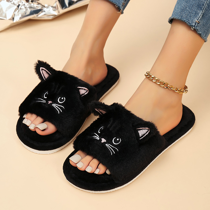 Casual Fluffy Women's Slippers - Embroidery Cotton のレビューと価格