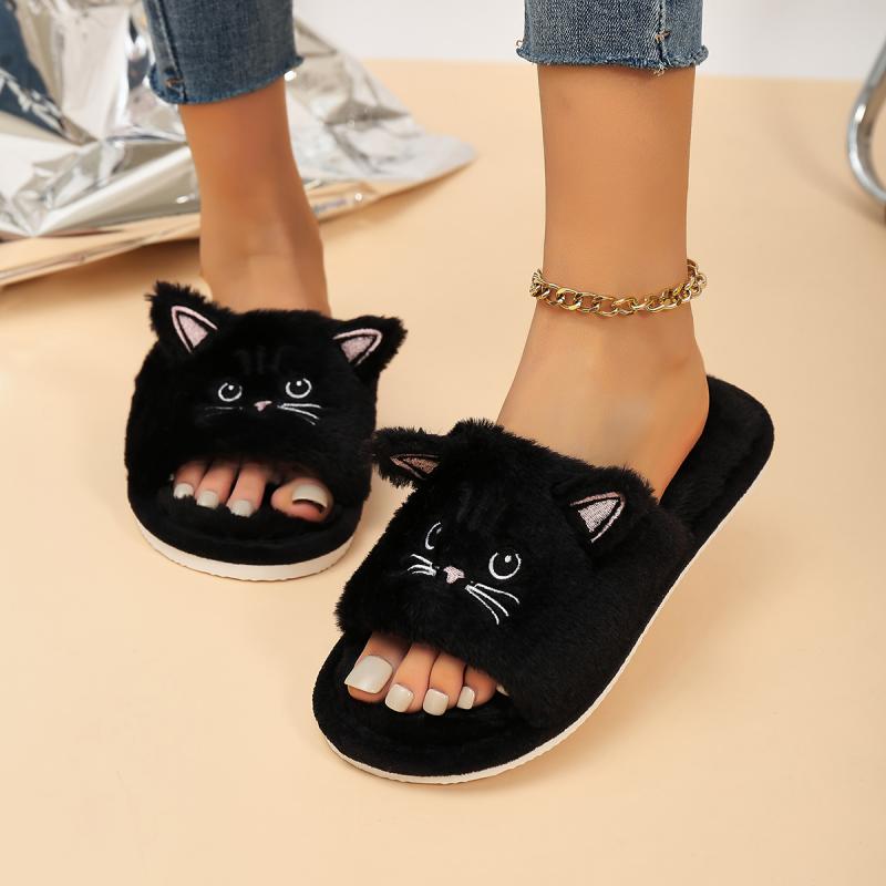 Casual Fluffy Women's Slippers - Embroidery Cotton のレビューと価格
