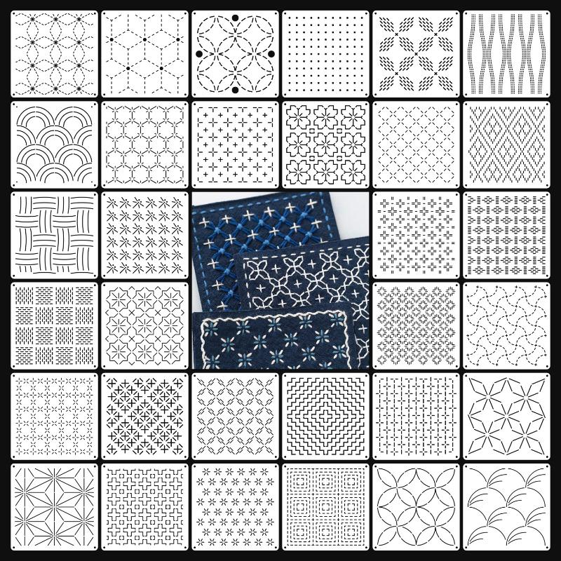 9/32Pcs Sashiko Embroidery Tem - Embroidery Motif のレビューと価格