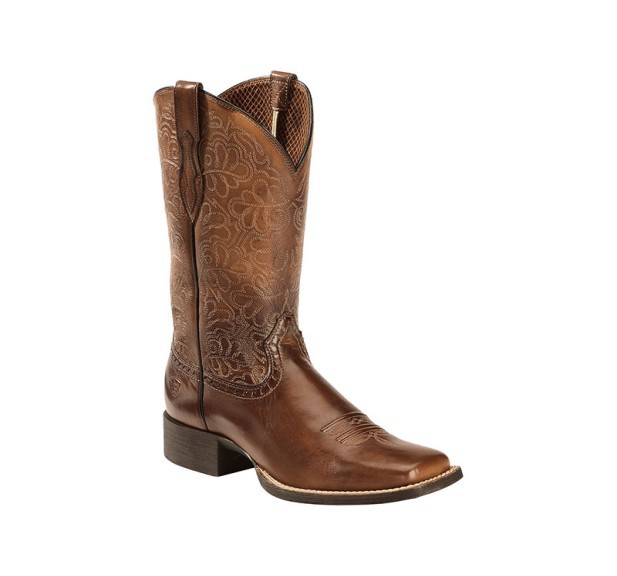 Men's Brown Leather Cowboy Boo - Embroidery Motif のレビューと価格