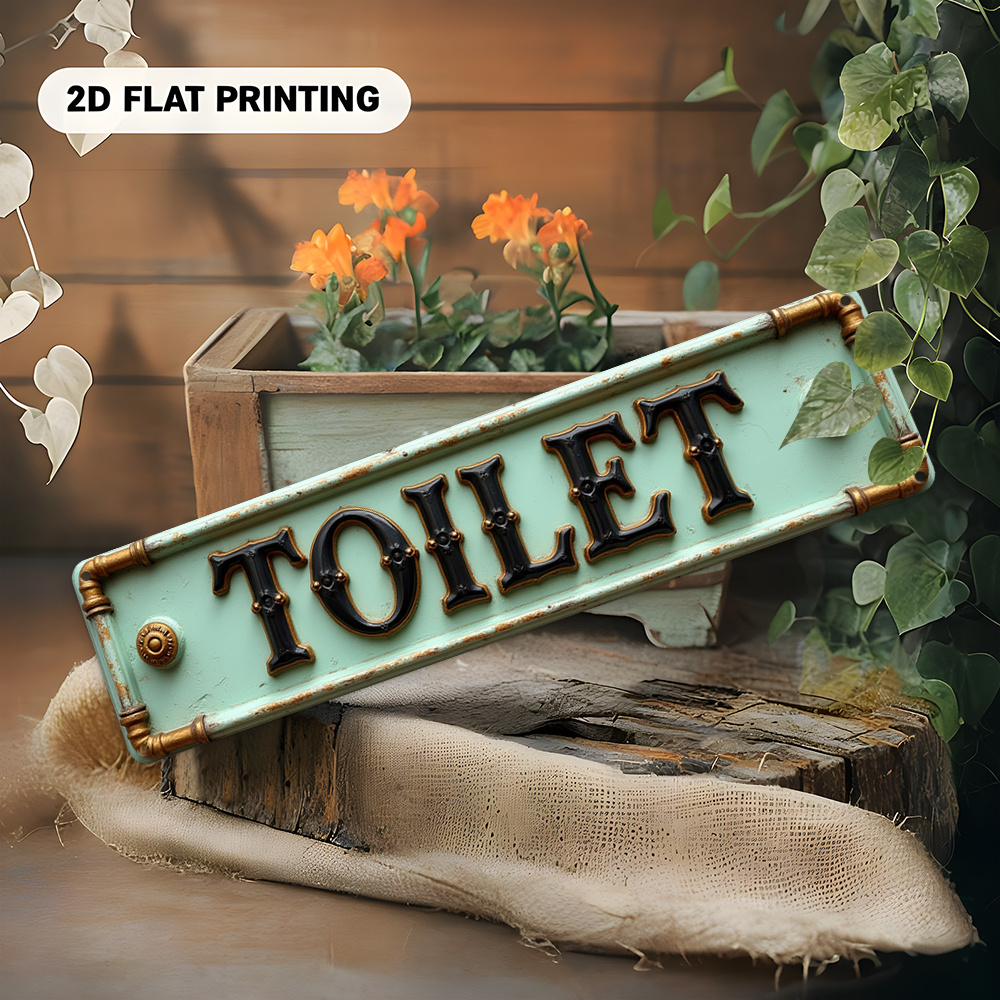 2D Flat, Vintage Toilet Sign - - Embroidery Water のレビューと価格