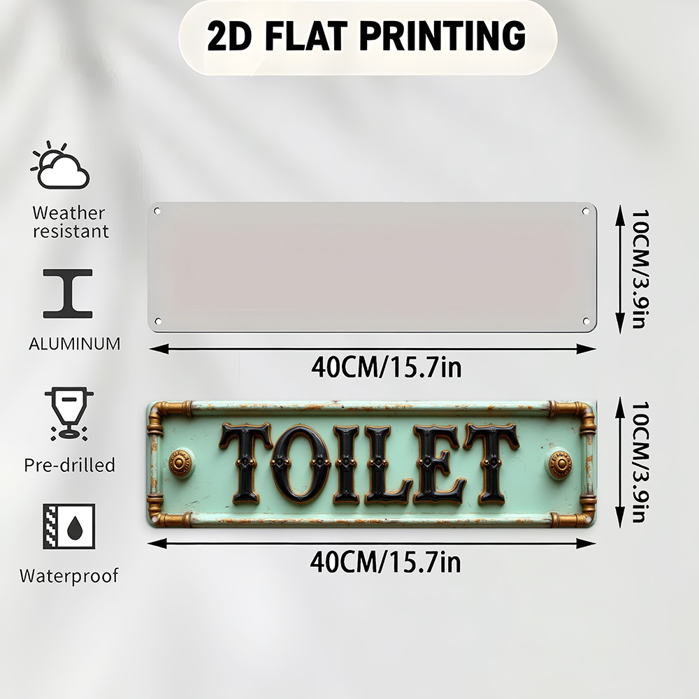 2D Flat, Vintage Toilet Sign - - Embroidery Water のレビューと価格