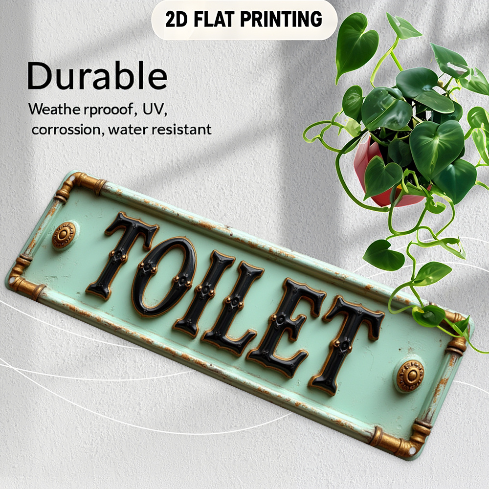 2D Flat, Vintage Toilet Sign - - Embroidery Water のレビューと価格