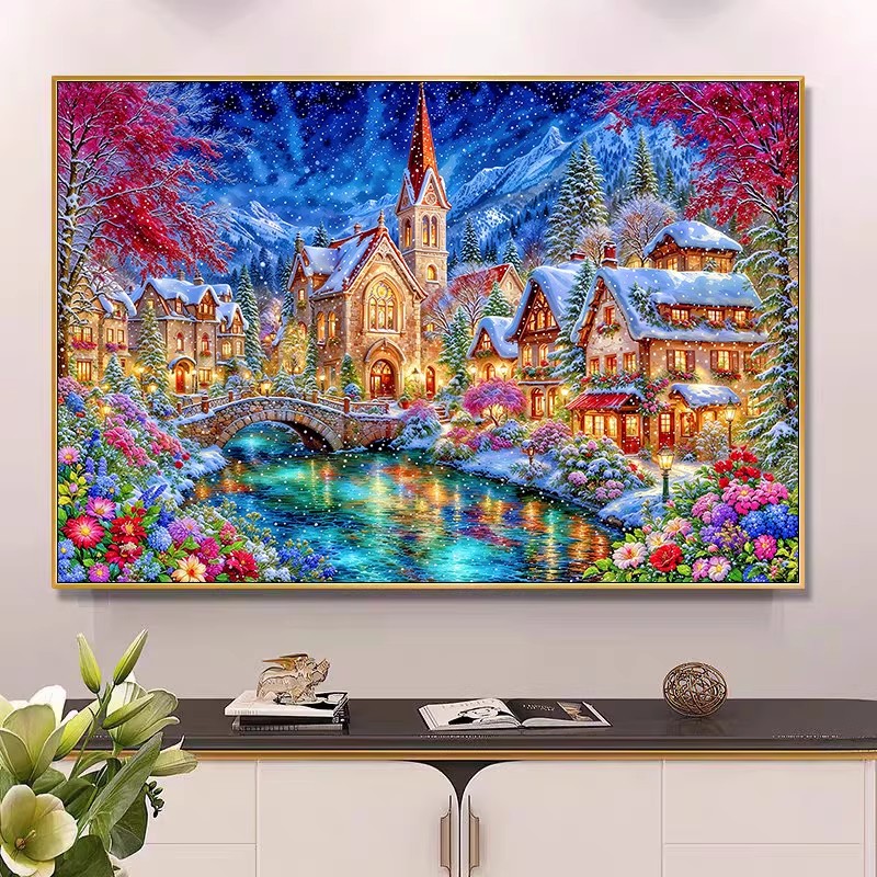 9ct 100x75cm Winter Church Emb - Embroidery Job のレビューと価格