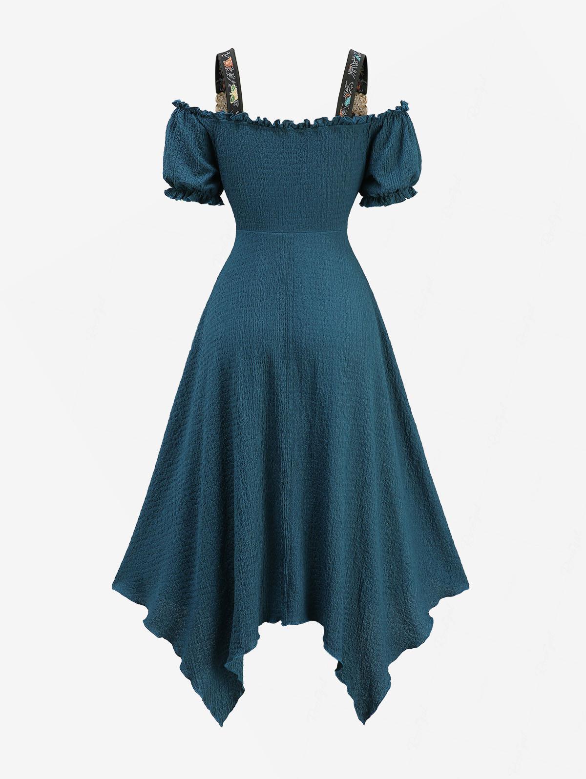 Plus Size Casual Deep Green Dr - Embroidery Texture のレビューと価格