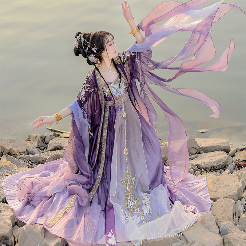 Chinese Hanfu Dress Women Trad - Embroidery Yellow Dress のレビューと価格